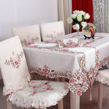 BZ320 European Luxury Polyester Embroidery Floral Tablecloth Hotel Home Wedding Party Lace Edge Table Cover Decorative Hot Sale