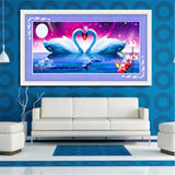 DIY 5D Diamonds Embroidery Only Love Two swans Magic cube Round Diamond Painting Cross Stitch Diamond Mosaic Home Decor