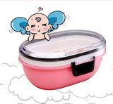 School Lunch Containers Plastic Oval Children Lunch Box for Food Double Tiers Portable Creative Containers for Food Storage