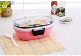 School Lunch Containers Plastic Oval Children Lunch Box for Food Double Tiers Portable Creative Containers for Food Storage