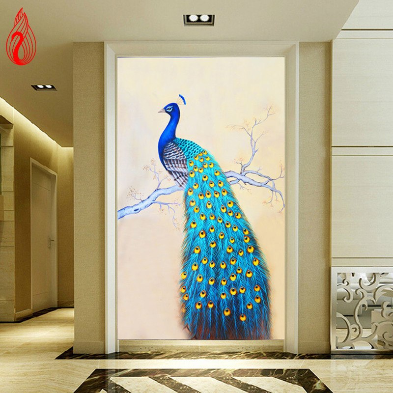 DIY 5D Diamonds Embroidery Mosaic The spirit of the peacock Round Diamond Painting Cross Stitch Kits Home Decor