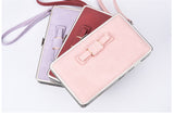 New bow lunch box bag litchi pattern wallet the long section of the phone package Money bags women's wallet wallet-fem