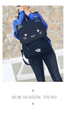 Women's Backpack Cute Cat Canvas Laptop Backpacks  School Bags for Teenage Girls Black Printing Rucksack Women Mochilas Mujer