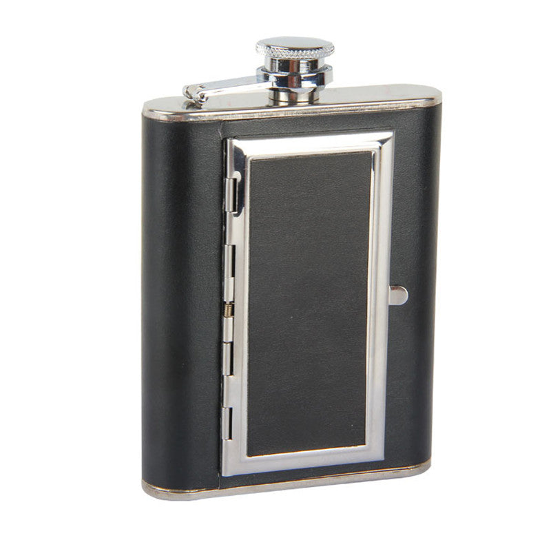 Creative Flask Cigarette Flagon Leather Hip Flask 6oz Whiskey Liquor Metal Alcohol Flask Metal Liquor Bottle Leather Bottle Main image