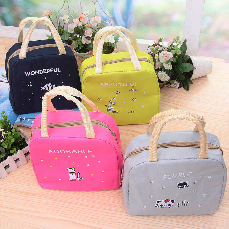 Lunch Bag kitchen organizer Oxford Cloth Cartoon Print Handy Thickness Insulated Picnic School Lunch Bags Storage Bag E5M1 Main image