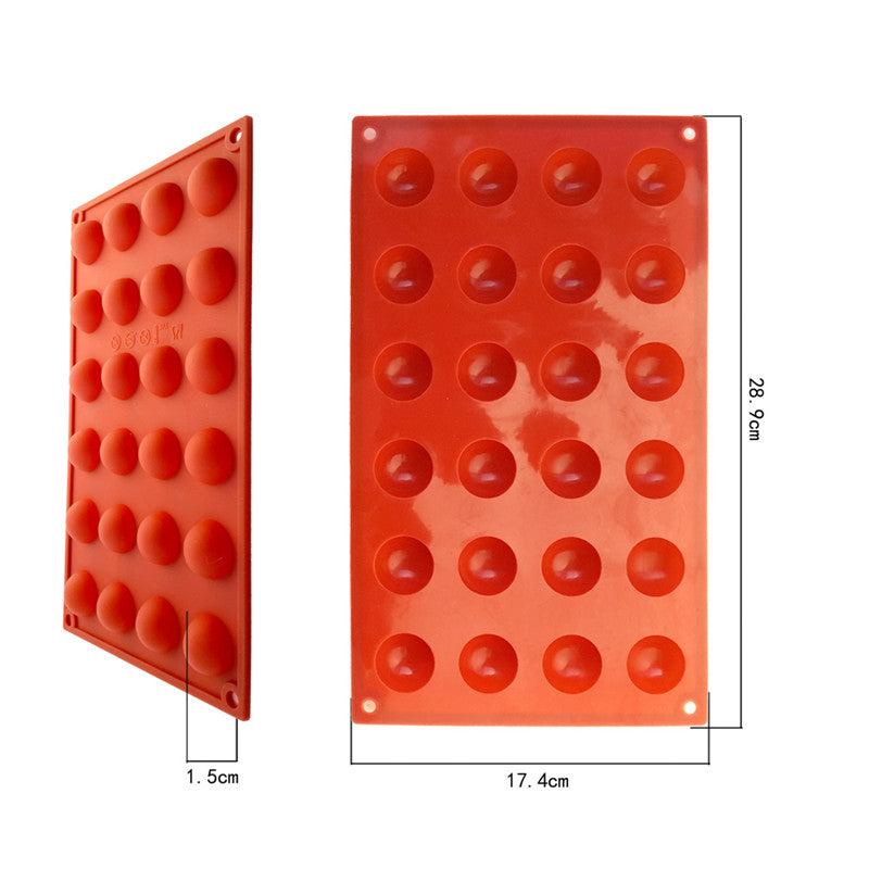 Pastry Tools Large Size 24 Holes Half Rond Grade Silicone Chocolate Mold , Muffin Mold/decorating Cake Tools