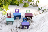 XBJ005 Mini 1pc Landscape Plant Miniatures Decors Fairy Resin Garden Ornaments Cute Tables Chairs Furniture Figurine Crafts
