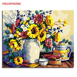 Sunflower Chrysanthemum Flowers Digital Painting Handpainted Oil Painting by numbers oil paintings chinese scroll paintings