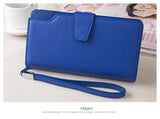 High-capacity candy-colored zipper wallet High quality Leather Handbag button Cross-shaped long section Wallets