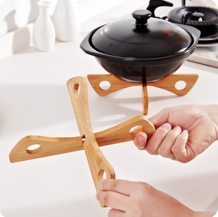 Tray Rack Detachable Wood Table Mat Kitchen Pot Heat Insulated Cooling Dish Potholders Gadget Holder CF-51 Secondary image