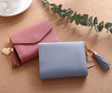 Fashion Women Girl Mini Tassel Short Wallet Coin Purse Credit Card Holder Organizer Pocket Classic Solid New 2 Fold Type