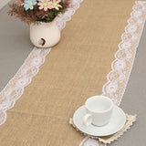 7Pcs/Lot Vintage Burlap Lace Hessian Table Runner Classical Natural Jute Country Party Wedding Decoration 12x108" Table Cloth