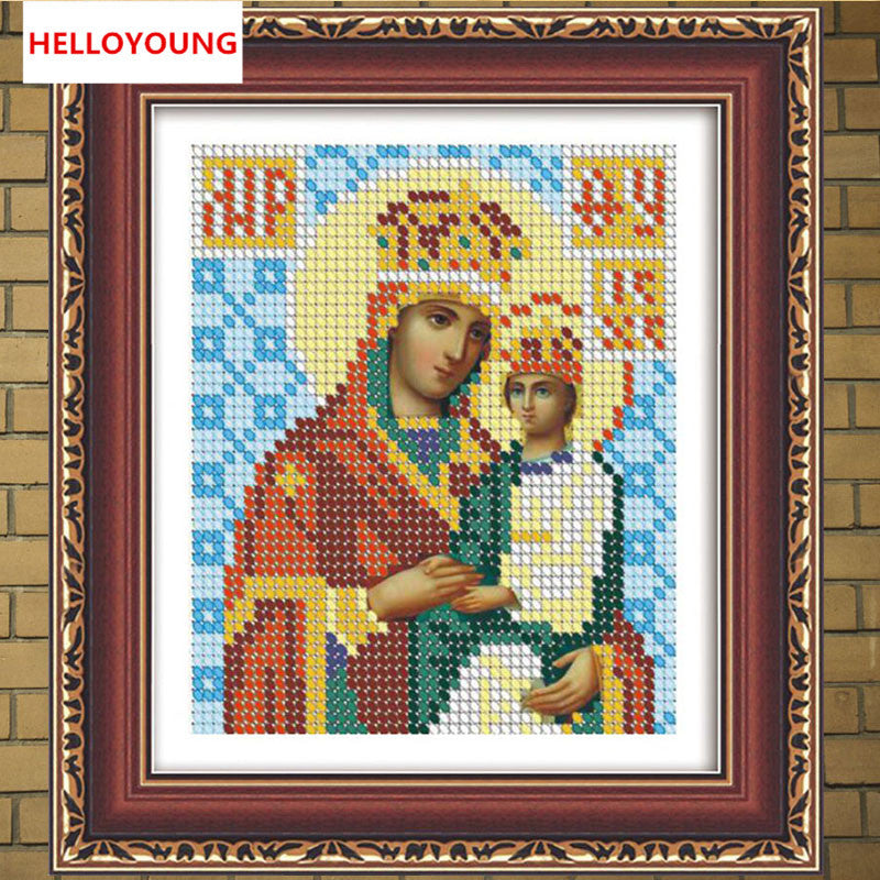 DIY 5D Home Decoration Round Diamond Painting Cross Stitch Human Series Religion Embroidery Kits For Russia Human