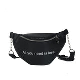 Zipper PU Leather Fanny Pack Women Shoulder Chest Bag Lady Belly Belt Bag Multifunctional Waterproof Waist Pack Black White