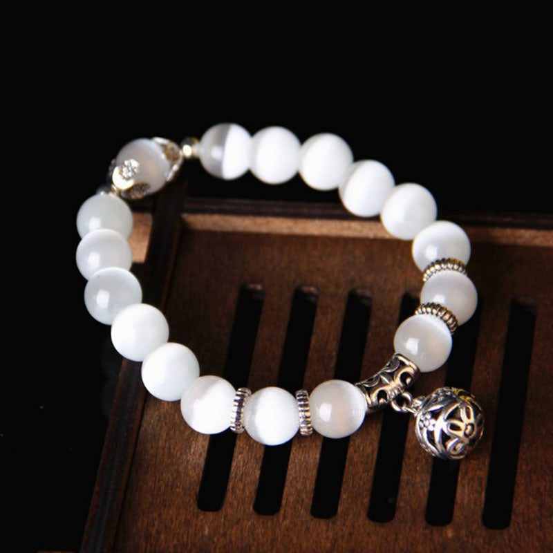 Health Care Weight Loss Magnet White Cat Eye Beads Bracelet with Lucky Pendant Therapy Bracelet Anklet 2 pieces/lot Main image