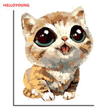 HELLOYOUNG Digital Painting Handpainted Oil Painting Small Meng cat by numbers oil paintings chinese scroll paintings Home Decor