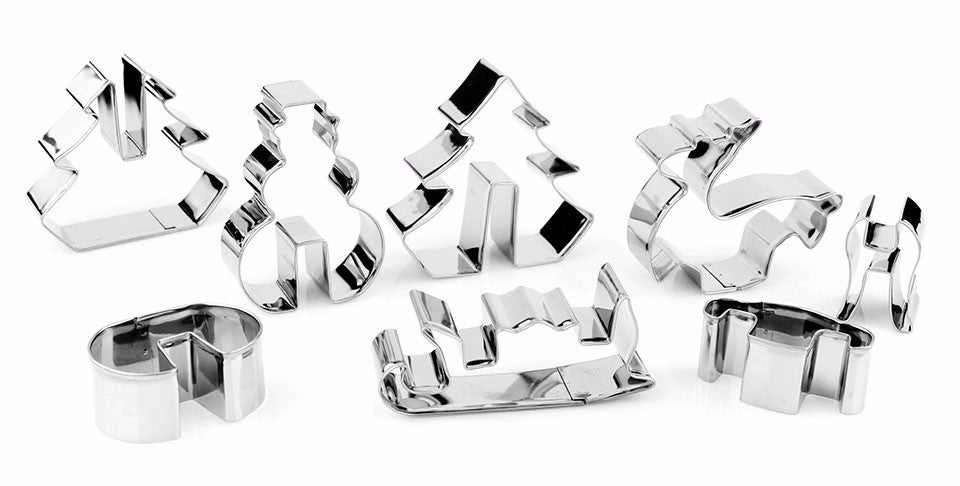 DIY 3D Stainless Steel CHRISTMAS Scenario Cookie Cutter Set,Baking mould,include Snowman, Christmas Tree, Deer And Sled