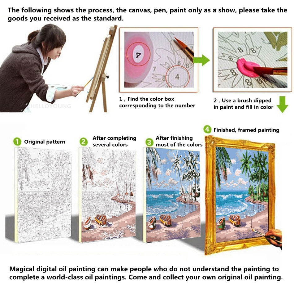 HELLOYOUNG DIY Handpainted Oil Painting Dream Water Digital Painting by numbers oil paintings chinese scroll paintings