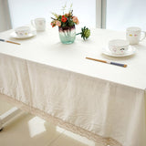 HELLOYOUNG White Decorative Table Cloth Cotton Linen Lace Tablecloth Dining Table Cover For Kitchen Home Decor U1132