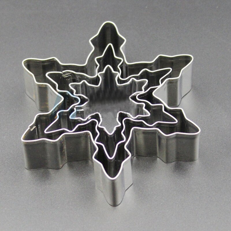 Snowflake Shape 3 pcs/Lot Cookie Cutter Stainless Steel Snow Form Cookie DIY Fondant Chocolate cake Decoration Mould Main image