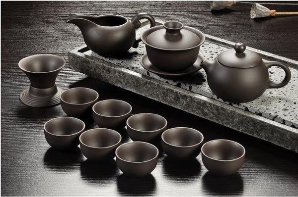 Yixing Purple sand tea set black/red ceramic kung fu Teapot, handmade Purple sand teapot teacup gaiwan Tureen tea ceremony