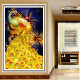 DIY 5D Full Diamonds Embroidery The peacock spreads its tail feathers Round Diamond Painting Cross Stitch Diamond Mosaic