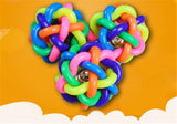 CW027 Pet toy Dog Cat Toy Colorful Rubber Round Ball with Small Bell Novelty Toy free size Woven ball dog favorite