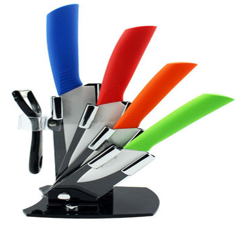 High quality brand Paring Fruit Utility 3" 4" 5" 6" inch + peeler + Acrylic Holder Block Chef Kitchen Ceramic Knife Sets Secondary image