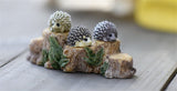 XBJ057 Miniature Hedgepig Set of 3pcs  Resin Hedgehog Figurine Garden Flower Pot Home Decoration