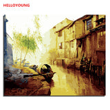 HELLOYOUNG DIY Handpainted Oil Painting Dream Water Digital Painting by numbers oil paintings chinese scroll paintings