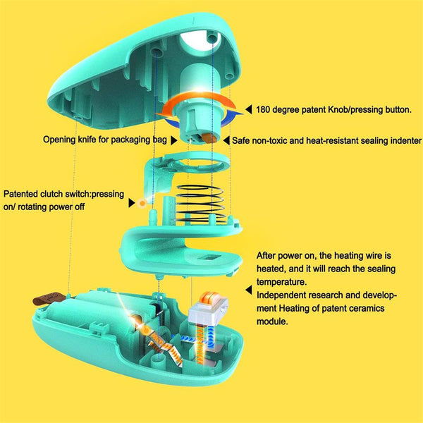 2 in1 Mini Portable Handheld Heat Sealer Useful Blue Plastic Sealing Bag Cutter Resealer Heat Sealing Machine Vacuum Packing