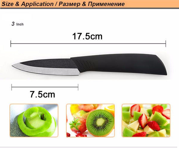 High quality brand black blade kicthen ceramic knife set 3" 4" 5" 6"inch+peeler+Acrylic Holder/stand Chef Kitchen knife