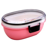 School Lunch Containers Plastic Oval Children Lunch Box for Food Double Tiers Portable Creative Containers for Food Storage