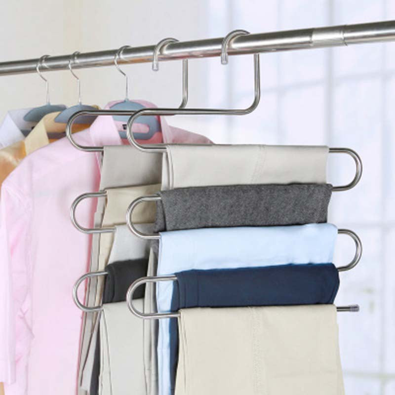 5 layers S Shape MultiFunctional Clothes Hangers Pants Storage Hangers Cloth Rack Multilayer Storage Cloth Hanger 1PC Main image
