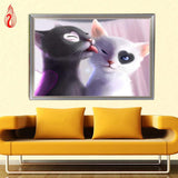 DIY 5D Diamond Embroidery The Lovely Cats Round Diamond Painting Cross Stitch Kits Diamond Mosaic Home Decoration