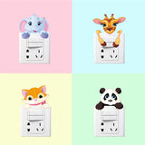 Cute Animals Elephant Cat Panda Giraffe Light Switch Sticker Remoable Wall Sticker For Kids Baby Nursery Home Decal Murla Decor
