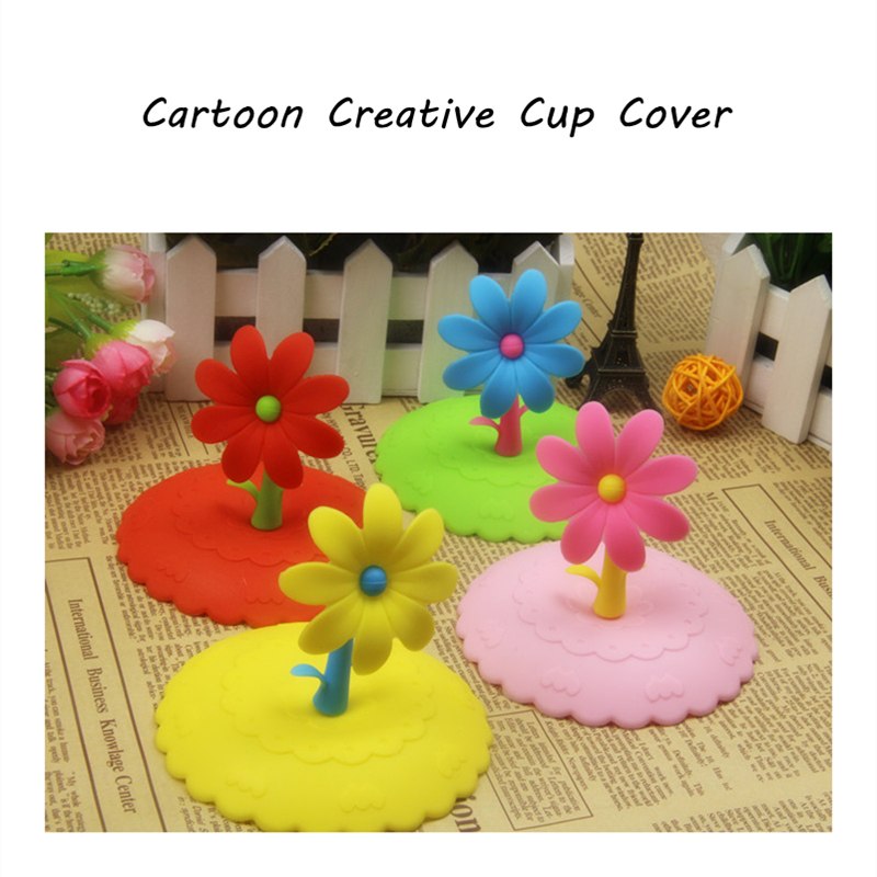 Cute Anti-dust Silicone Saplings Cup Cover Coffee Cup Suction Seal Lid Cap Silicone Airtight Love Spoon Novelty Main image
