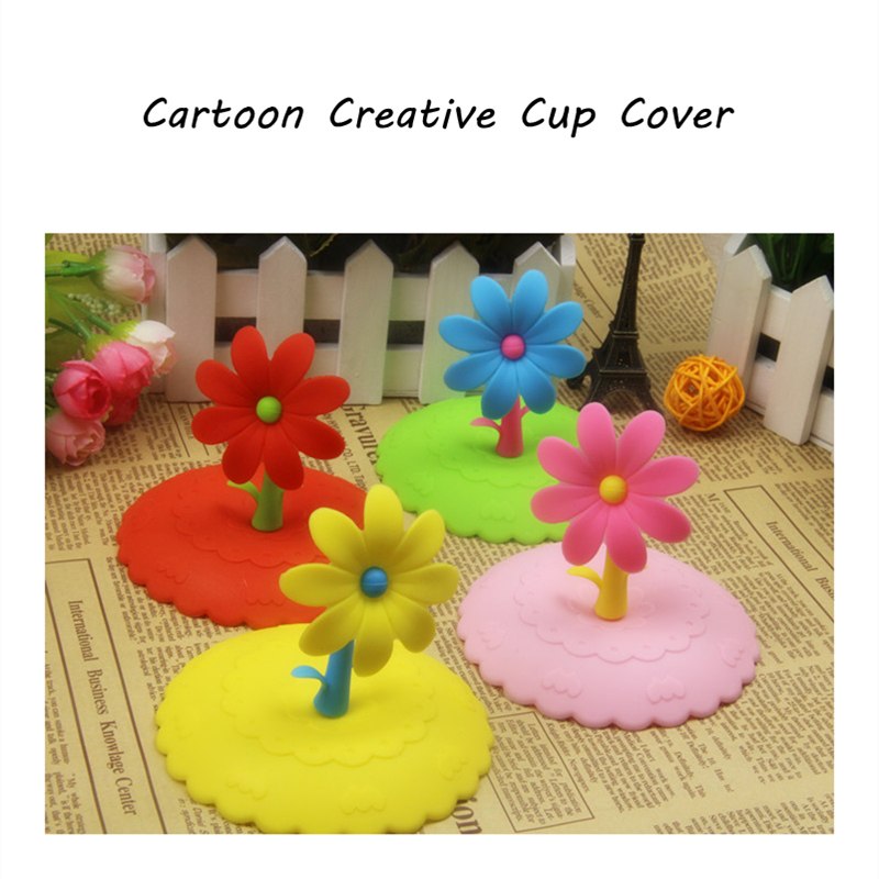Cute Anti-dust Silicone Saplings Cup Cover Coffee Cup Suction Seal Lid Cap Silicone Airtight Love Spoon Novelty