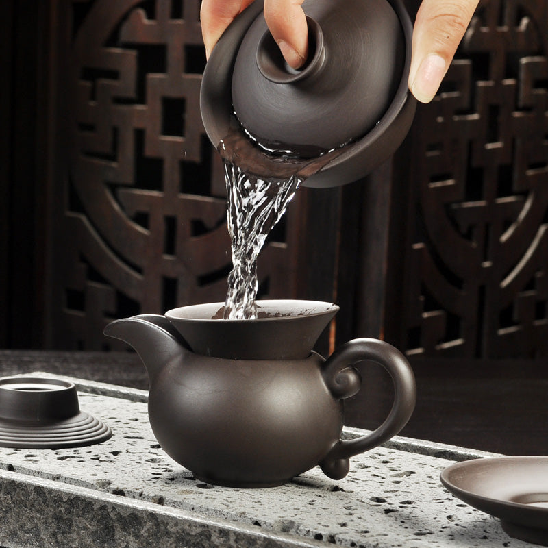 Yixing Purple sand tea set black/red ceramic kung fu Teapot, handmade Purple sand teapot teacup gaiwan Tureen tea ceremony Secondary image