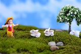 XBJ143 Mini 10pcs Cute little white rabbit decoration supplies moss micro landscape deco  Garden deco Creative handicrafts