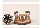 3pcs/Set Table Chair Resin Craft Micro Landscape Ornament Fairy Garden Miniature Terrarium Figurine Christmas Decoration