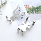 2Pcs Stainless Steel Lovers Shaped Hooks Kitchen Hanger Clothes Storage Rack Tool