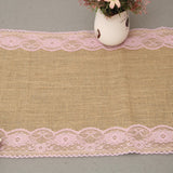 7Pcs/Lot Vintage Burlap Lace Hessian Table Runner Classical Natural Jute Country Party Wedding Decoration 12x108" Table Cloth