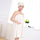 HELLOYOUNG Bowknot Women Bathroom Super Absorbent Quick-drying Microfiber Bath Towel Bath Robe Hair Towel Hair Dry Cap Set