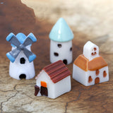 XBJ050 The windmill house 4pcs moss micro landscape decoration resin decoration creative arts and crafts Castle houses