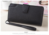 High-capacity candy-colored zipper wallet High quality Leather Handbag button Cross-shaped long section Wallets