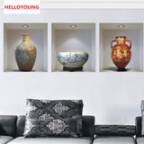 Chinese style ceramic vase vinyl wall stickers home decor decoration living room sitting room promotion 3d wall sticker