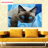 DIY 5D Partial Diamond Embroidery The cat Round Diamond Painting Cross Stitch Kits Diamond Mosaic Home Decoration