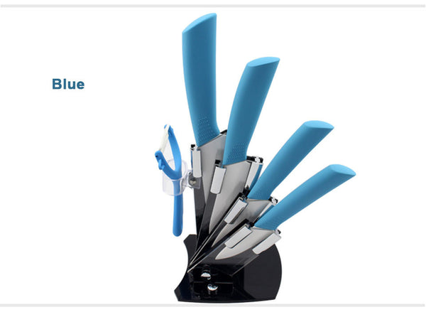 High quality brand Paring Fruit Utility 3" 4" 5" 6" inch + peeler + Acrylic Holder Block Chef Kitchen Ceramic Knife Sets