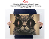 Cool Handsome Cat Sunglasses Rock Animal Kraft Paper Bar Poster Retro Poster Decorative Painting Wall Sticker